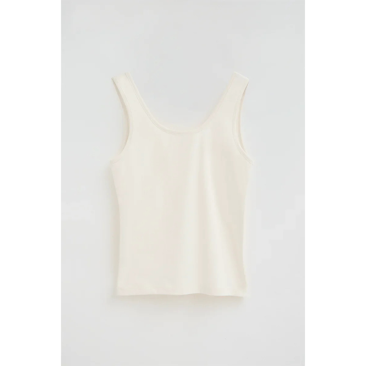 Canotta a bretelle ecrù slim fit con ricamo Rigby Go