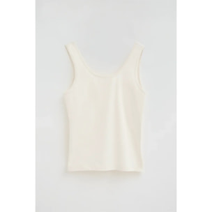 Canotta a bretelle ecrù slim fit con ricamo Rigby Go