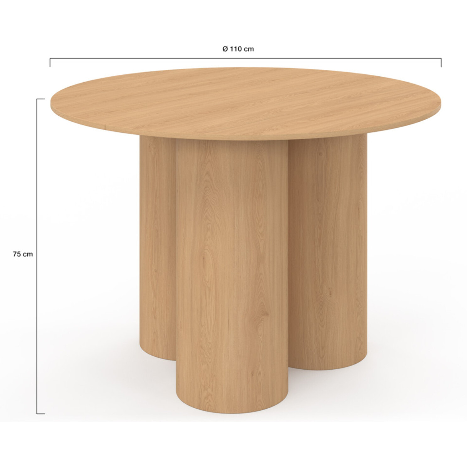 Table à manger ronde Olympia bois pieds pylône Ø110cm