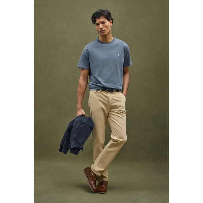 Maglietta blu denim a maniche Corto con ricamo Rigby Go