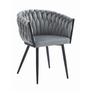 Sedia di design Orion in velluto grigio chiaro
