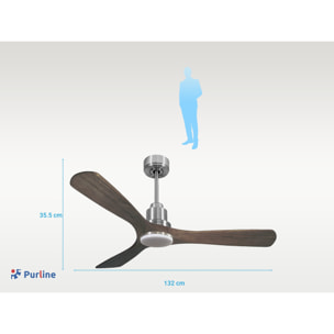Ventilador de techo Modo Invierno/Verano Termostato Dimable Wifi Motor DC Techos Inclinados Mando a Distancia Luz tres tonos Hypersilence Memoria Vendible Shopify (AUTOMATICO) MoyoD132C04LED64547 PURLINE