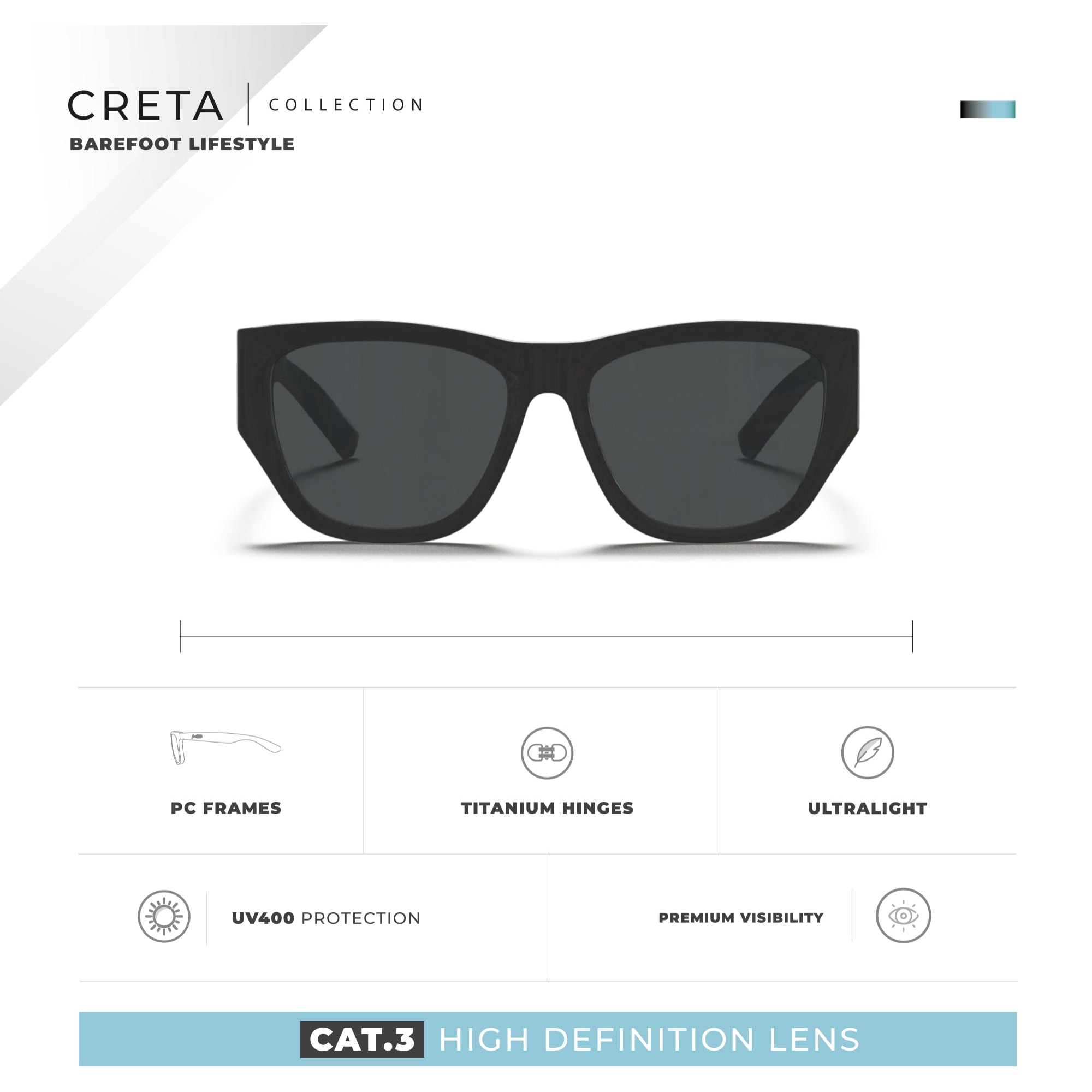 Gafas de Sol Creta Negro Hanukeii para hombre y mujer