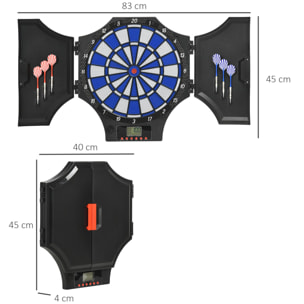 Diana Electrónica Plegable con 31 Juegos para 8 Jugadores Juego de Dardo Electrónico con 6 Dardos y 6 Puntas de Repuesto Pantalla LCD 83x45x4 cm Negro