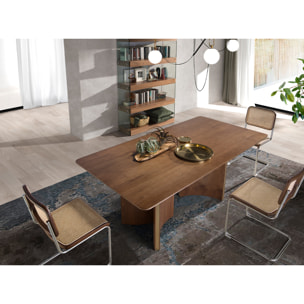 Mesa comedor Angel Cerdá rectangular con tapa fija de madera chapada en nogal natural 200x100x76cm