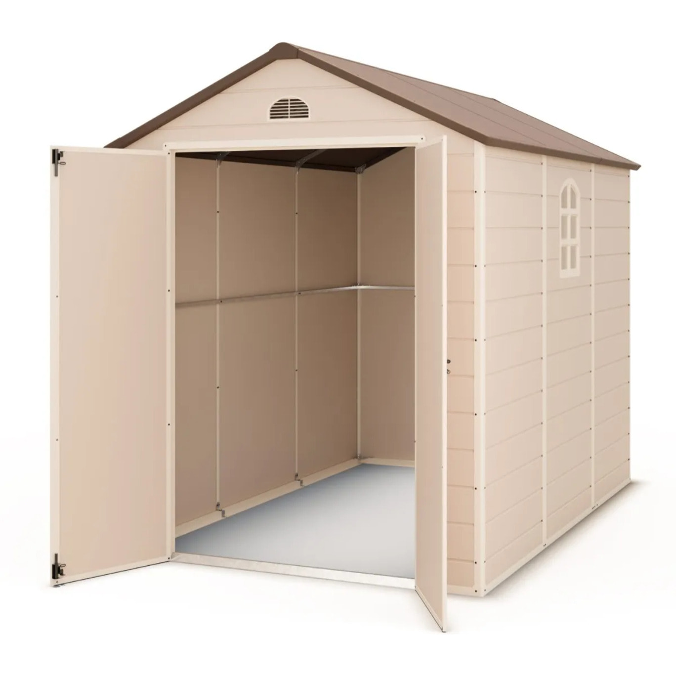 Abri de jardin résine beige Trigano 4,72 m² + kit d'ancrage