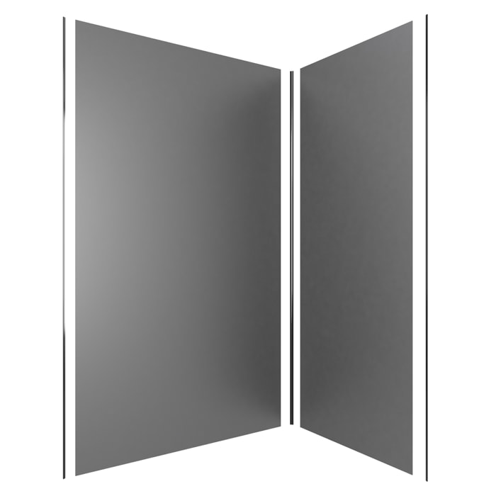 LOT de 2 Panneaux Muraux Aluminium GRIS 90+120x210 cm avec Profilés ANODISE BRILLANT - WALL'IT