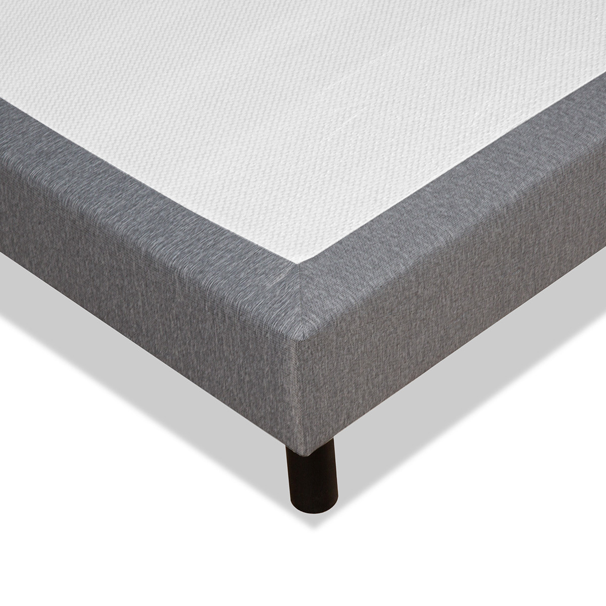 Sommier Tapissier Clémence en Kit, Tissu Gris, Lattes Bois, Soutien Ferme, Montage Rapide