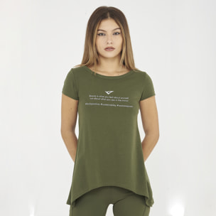 t-shirt ginnastica europa donna verde militare