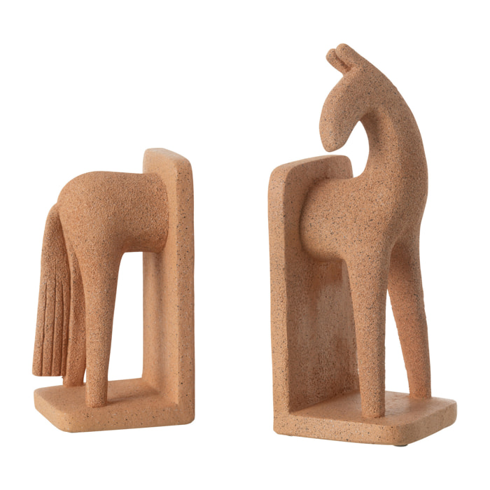 J-Line serre-livre Cheval Moderne - polyrésine - terracotta - 2 pièces