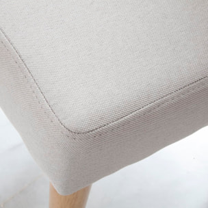 Pack de 6 chaises -bois massif d'hévéa, mousse pu et textile-couleur beige 52 x 96 x 59 cm