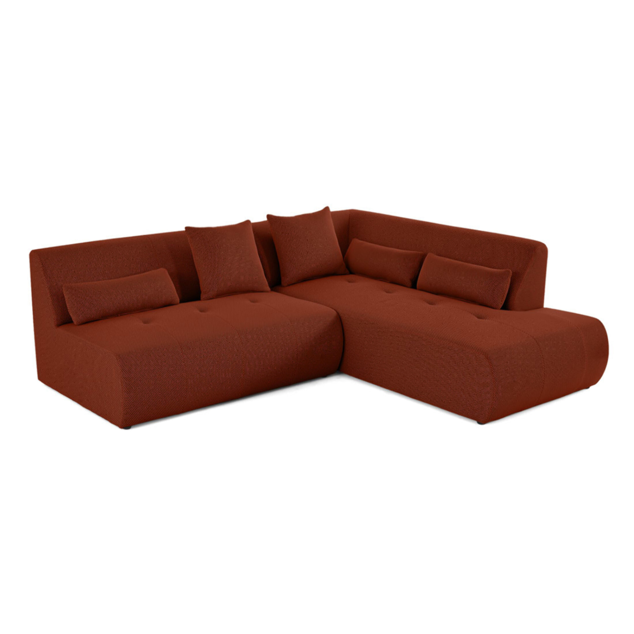 Onyx - canapé modulable d'angle droit 5 places - en tissu mailles 3D - Terracotta