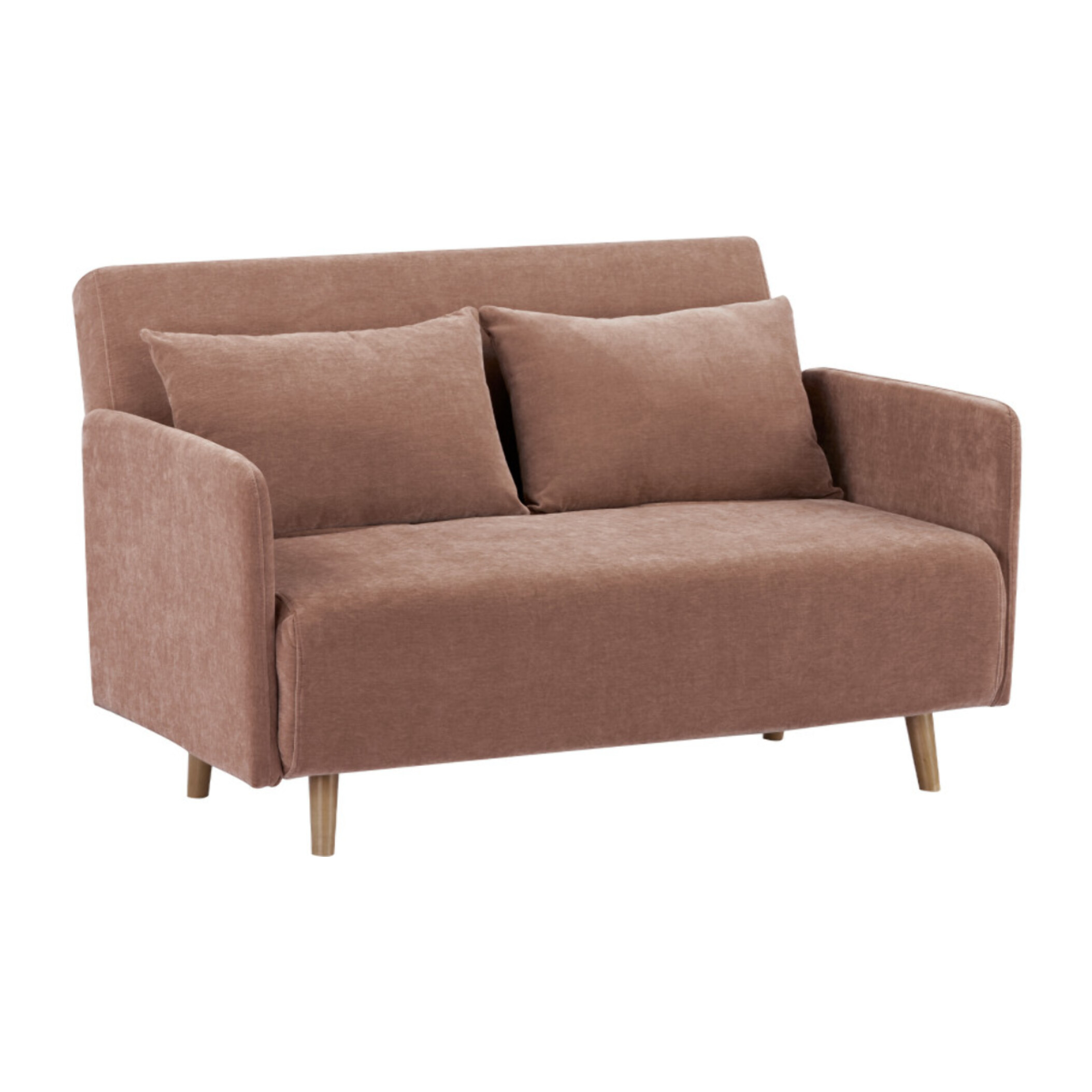 Belushi - Canapé convertible 2 places en tissu chenille L120cm - Terracotta