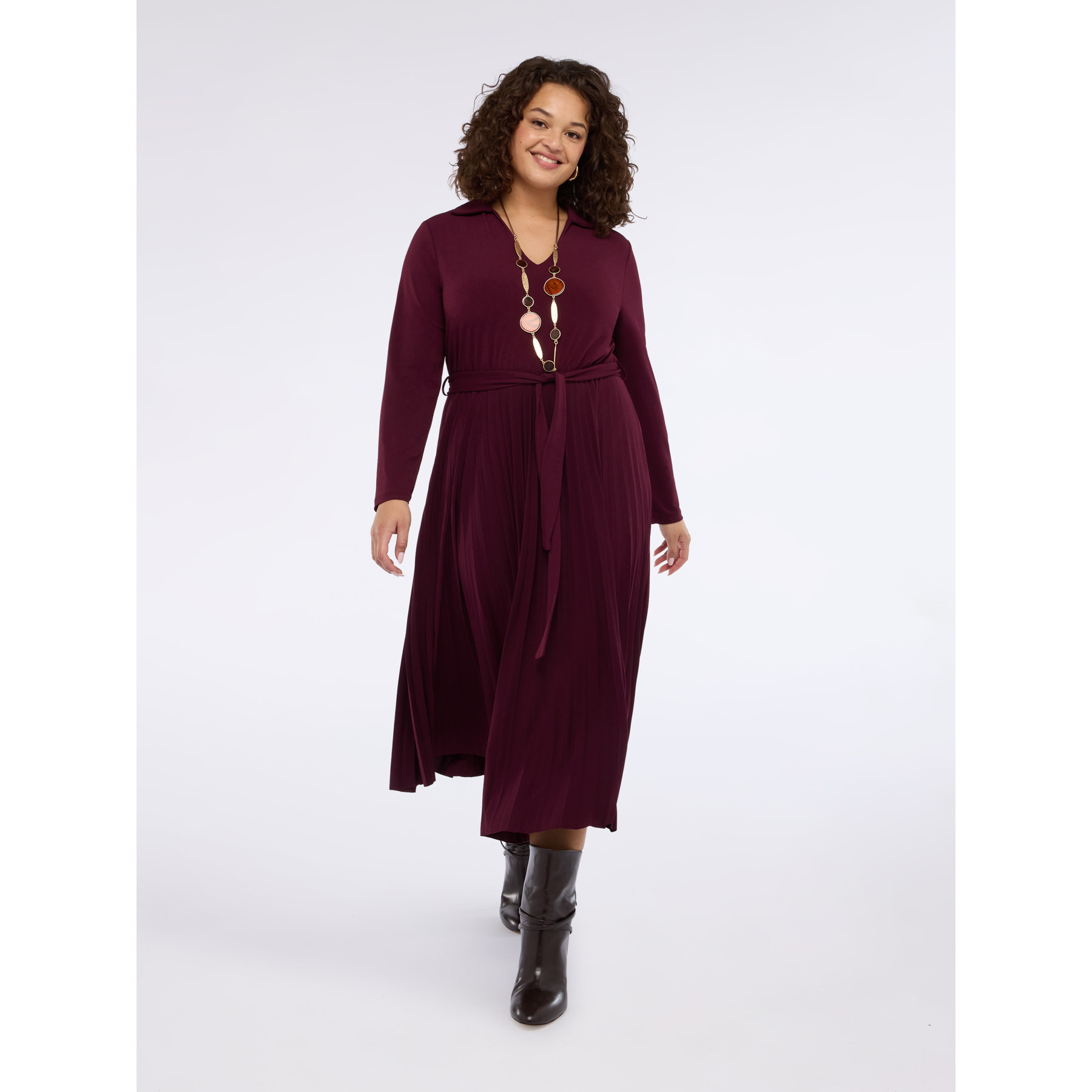 Fiorella Rubino - Vestido camisero POWER - Burgundy