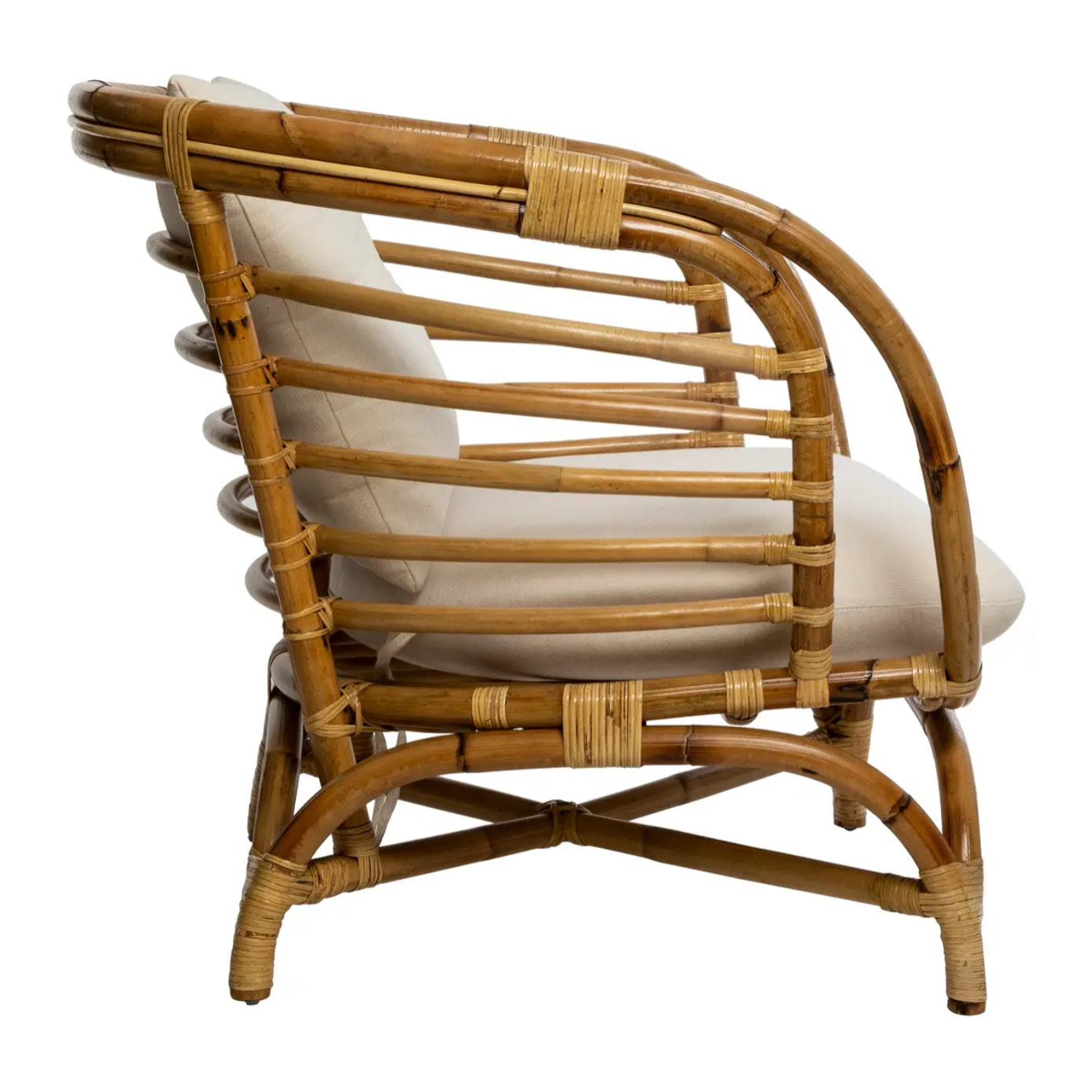 Fauteuil "Farah" rotin tissu blanc