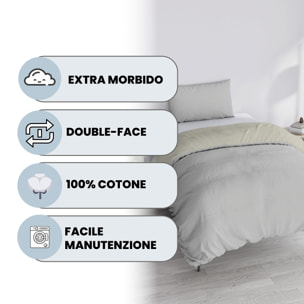 PARURE COPRIPIUMINO NATURAL COLOR SINGOLO - 100% COTONE MADE IN ITALY