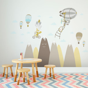 Stickers muraux enfants - Décoration chambre bébé - Autocollant Sticker mural géant enfant montagnes scandinaves ANIMAUX DU CIRQUE