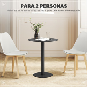 Mesa de Comedor Redonda para 2 Personas Mesa de Cocina de Acero para Interior y Exterior Ø60x72 cm Negro