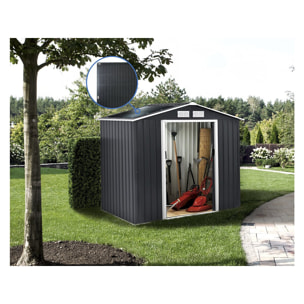 Abri de jardin métal - "Vegas" - 5.29 m² avec panneaux solaires - Gris