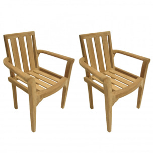 HARRIS - Ensemble de 2 fauteuils de jardin empilables en bois Teck