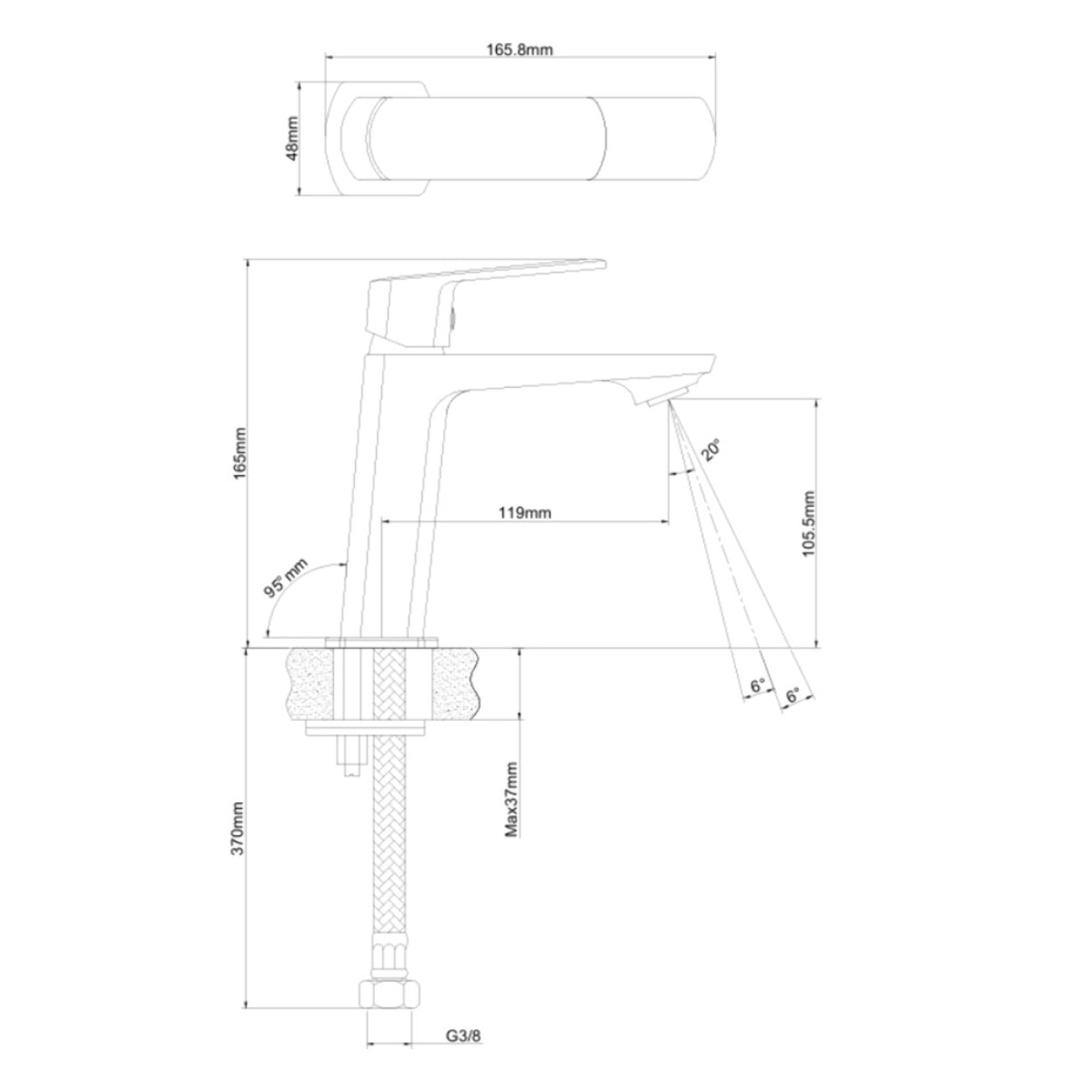 Mitigeur lavabo Feel, sans tirette, noir mat, SATBSFEEL271C avec une garantie de 5 ans