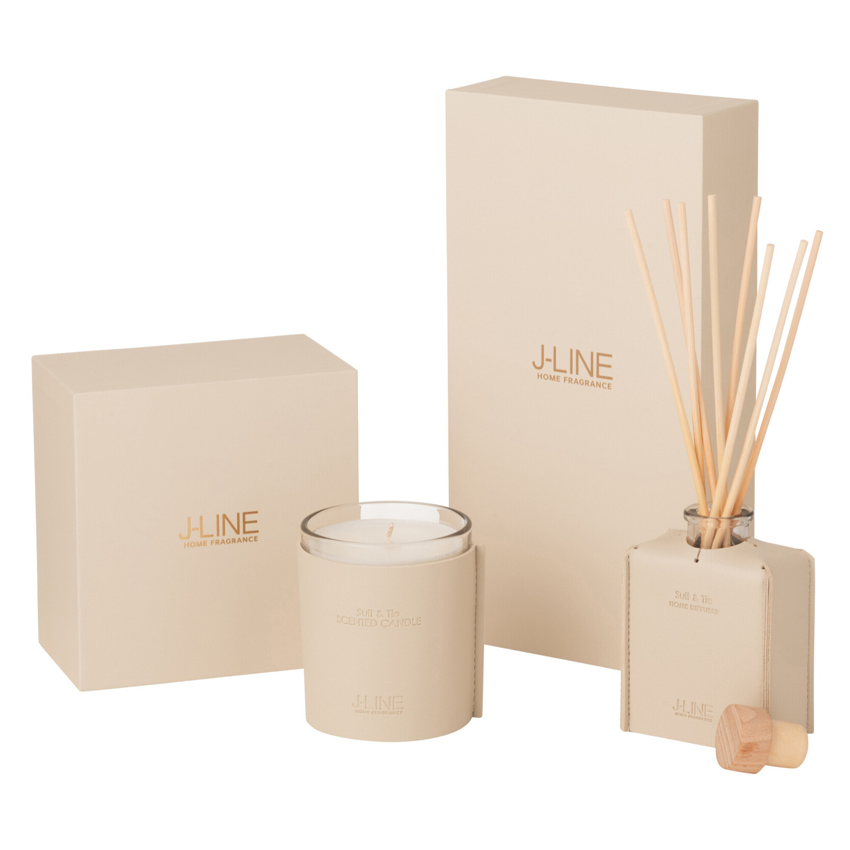 J-Line Bougie Parfumee Cuir Bei -36Heures