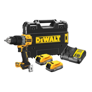 Perceuse visseuse percussion compacte XR brushless - DEWALT - avec 2 batteries 18V 1.7Ah - chargeur - TSTAK- DCD805E2T-QW