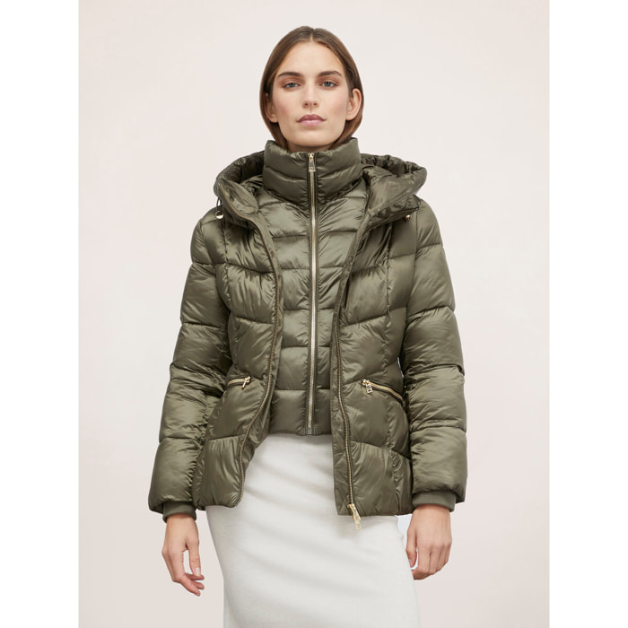 Motivi - Chaqueta acolchada con capucha y doble cremallera - Verde militare