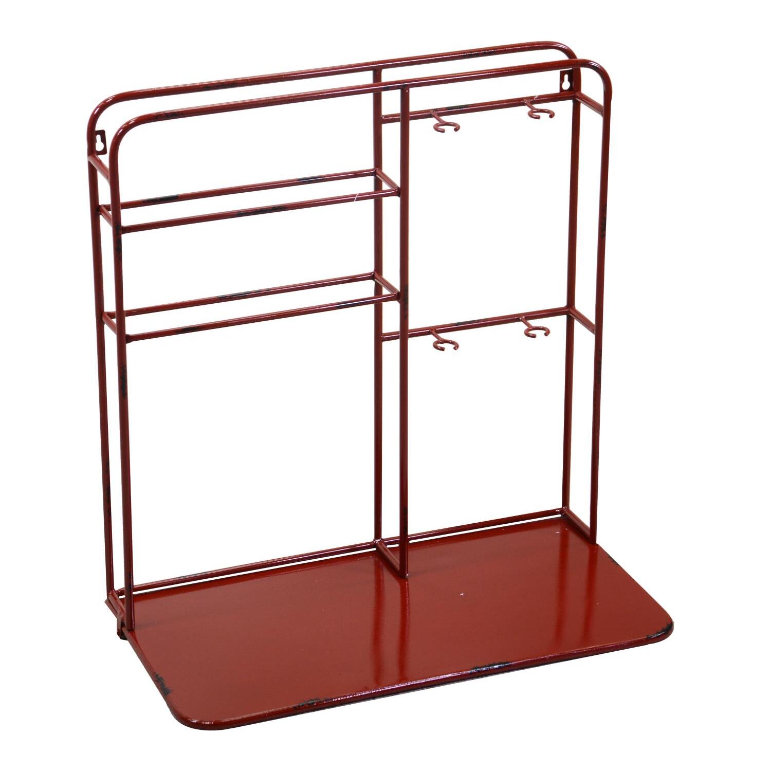 Portabottiglie in metallo da muro 2 posti rosso rettangolare cm59x33h62,5