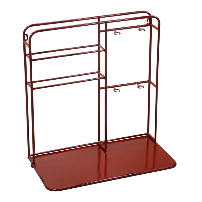 Portabottiglie in metallo da muro 2 posti rosso rettangolare cm59x33h62,5