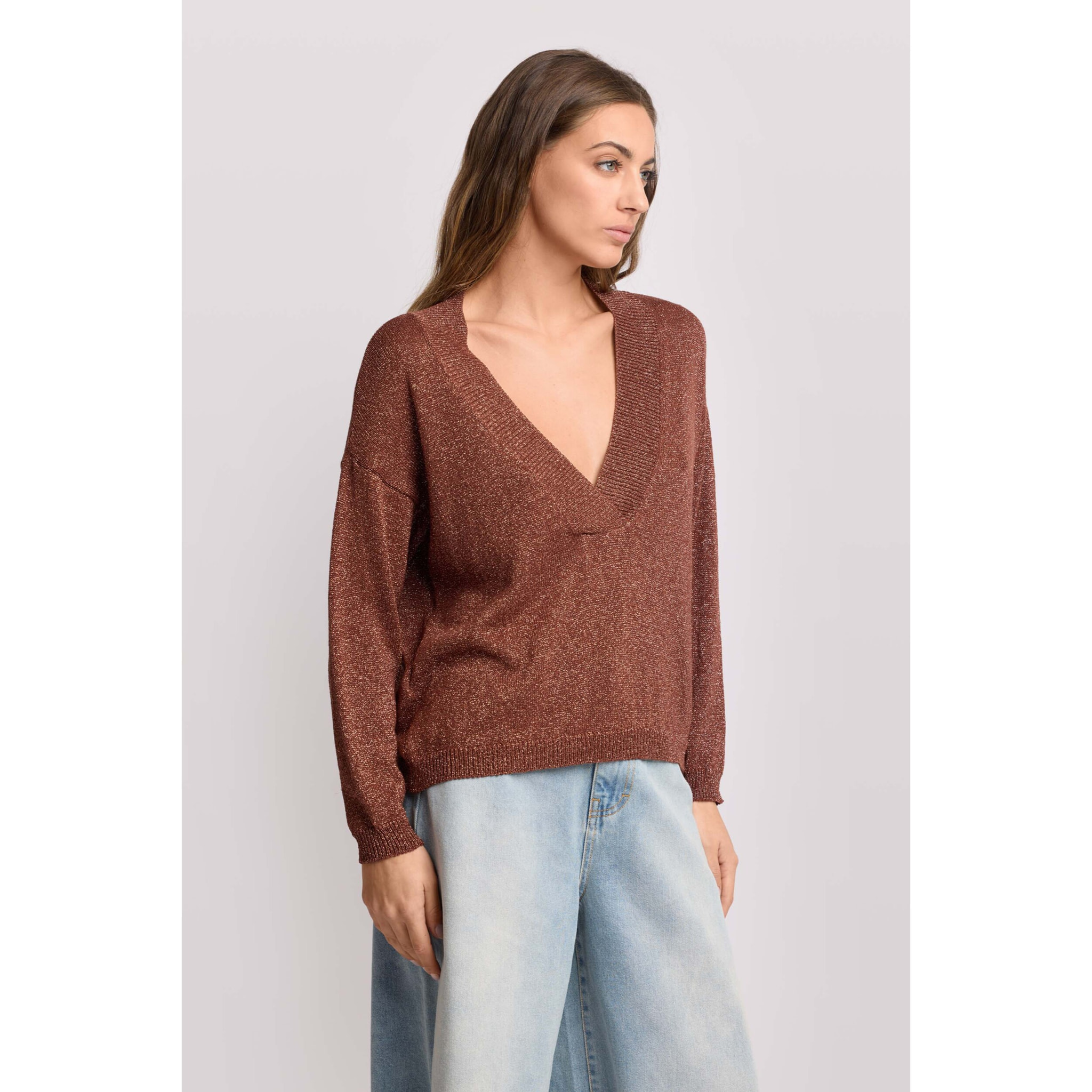 Kocca - Maglia con scollo a V Donna, Tinta unita, Scollo a V