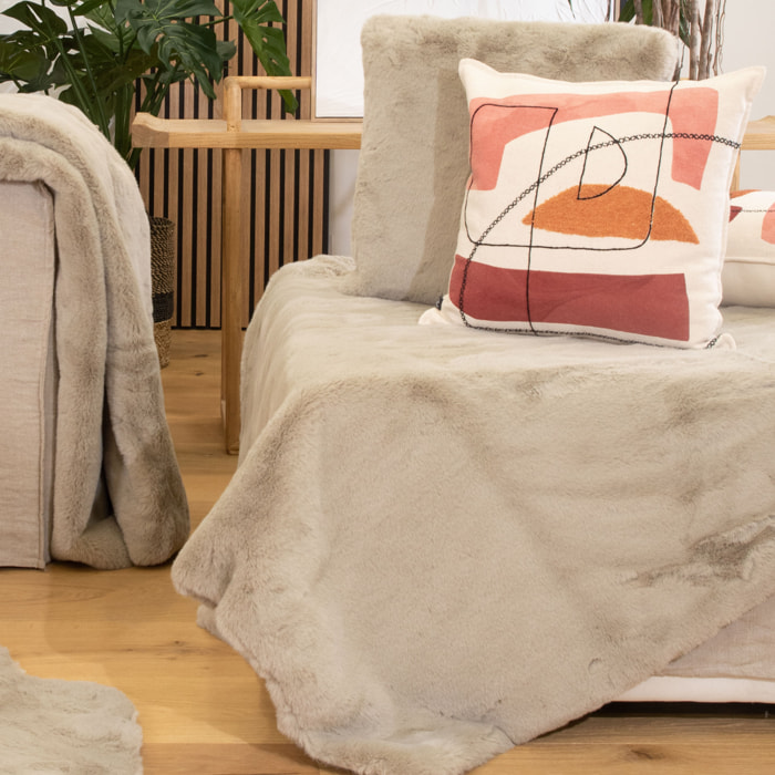 Coussin tout doux imitation fourrure - Naturel