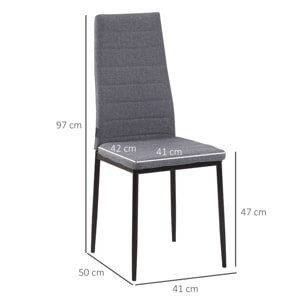 Set de 4 Sillas de Comedor Tapizadas en Lino y Patas de Metal Sillas de Cocina Modernas para Salón Carga 120 kg 41x50x97 cm Gris