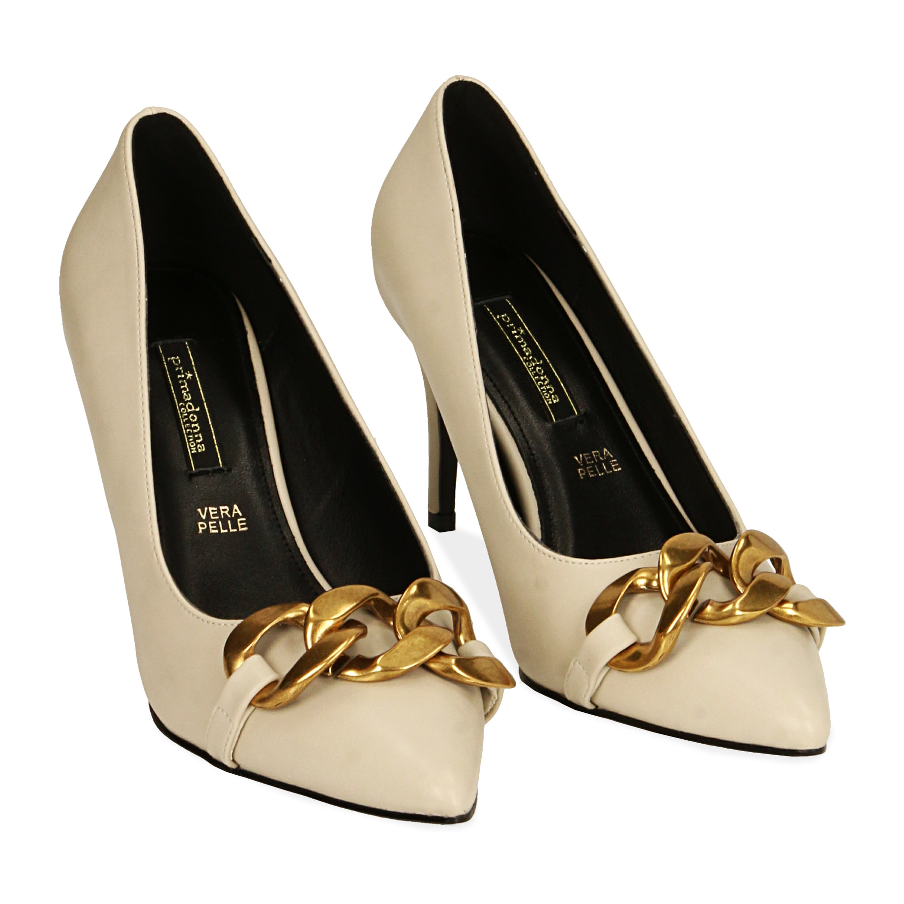 Zapato de tacón crema, tacón 8 cm.