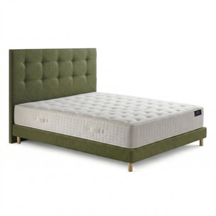 Ensemble matelas ressorts HÉLIOS, mémoire de forme, H31 cm, sommier et tête de lit vert