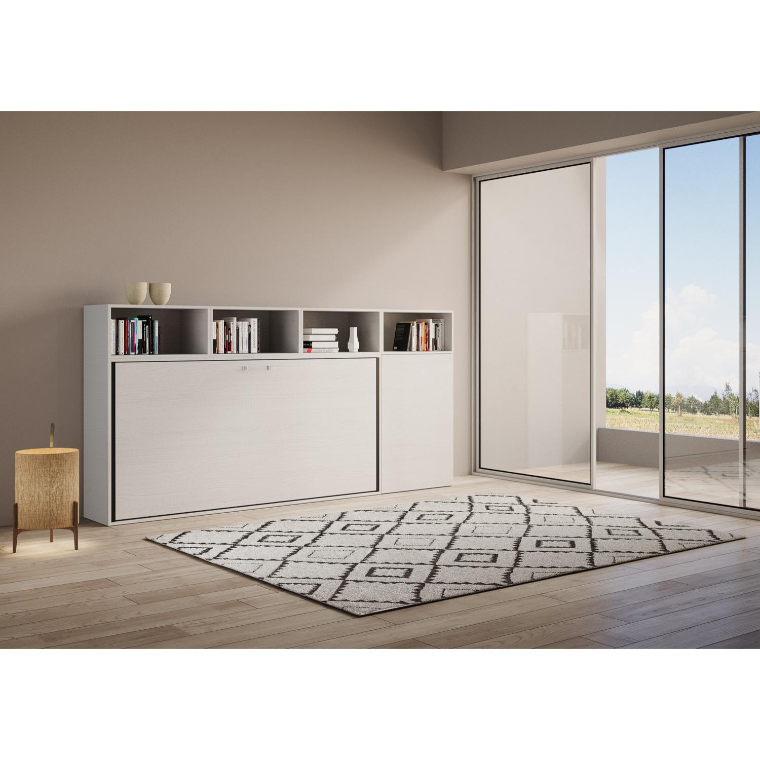 Armoire lit escamotable horizontal 1 couchage 85 Kando composition A Frêne Blanc