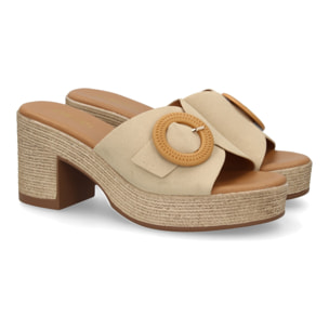 Zueco de tacon comodos y elegantes diseño moderno con hebilla decorativa