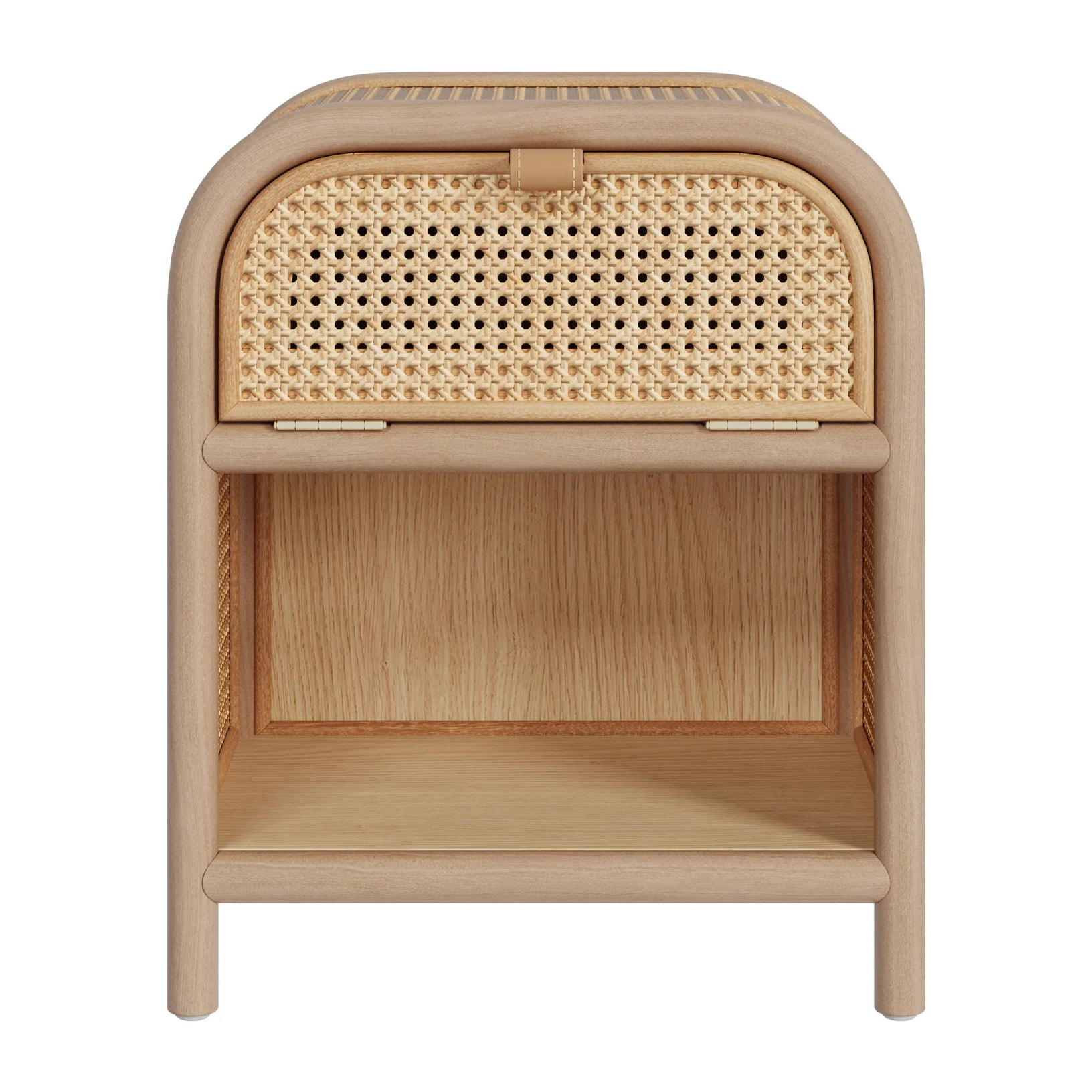 Table de chevet en bois massif, 1 porte et 1 niche - Alata