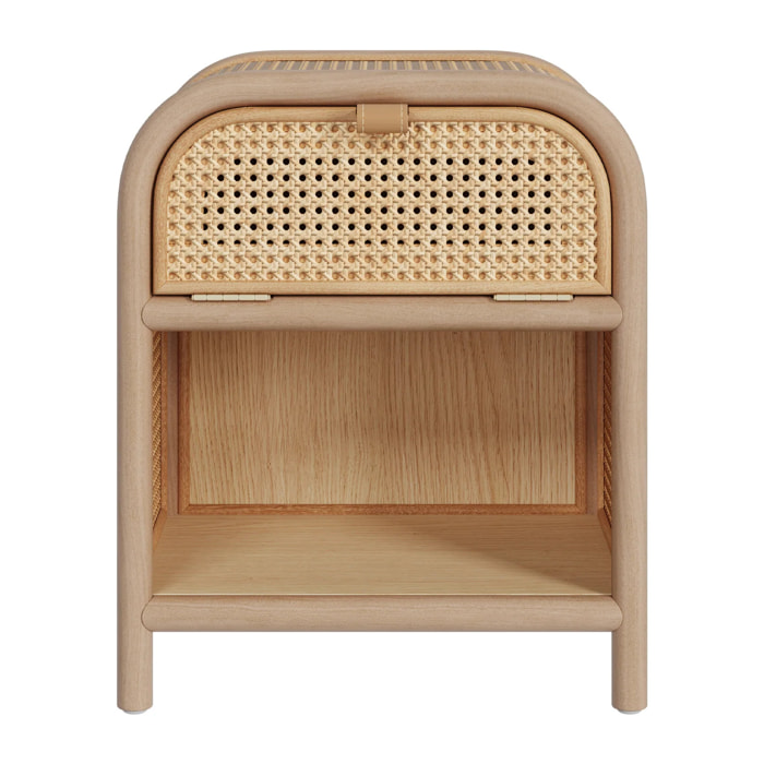 Table de chevet en bois massif, 1 porte et 1 niche - Alata