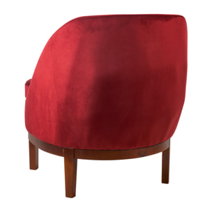 ISOTTA - POLTRONA CON BASE IN LEGNO ROSSO CINABRO - misura: 78X70X85 cm