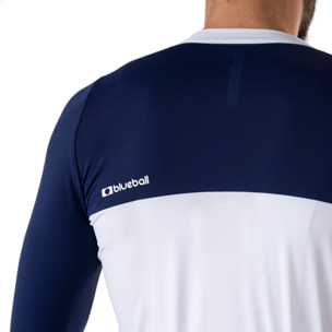 Camiseta ciclismo hombre manga larga color azul/blanco