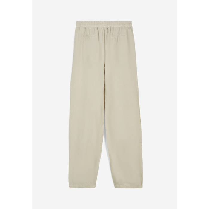 Pantaloni donna gamba ampia in twill lyocell