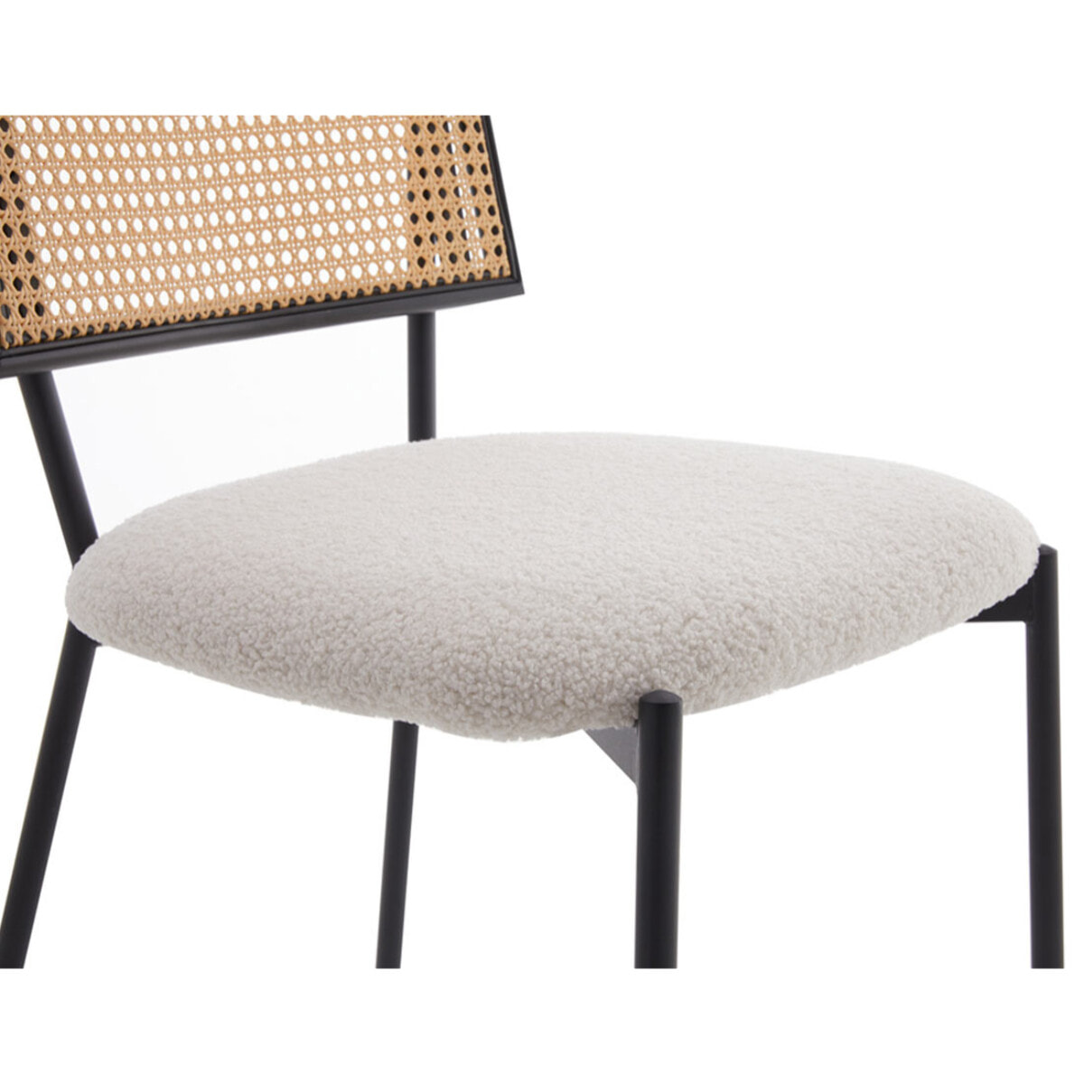 Luciano - lot de 2 chaises cannage - en tissu bouclette - Beige