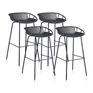 Pack 4 taburetes altos en negro 88x47 cm Ari Negro