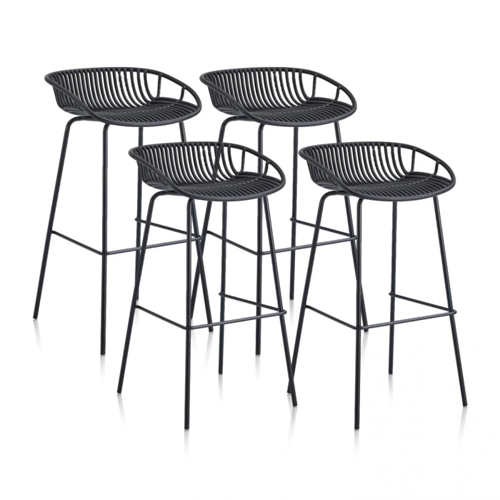Pack 4 taburetes altos en negro 88x47 cm Ari Negro