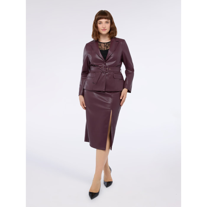 Fiorella Rubino - Blazer estructurado con cinturón - Burgundy