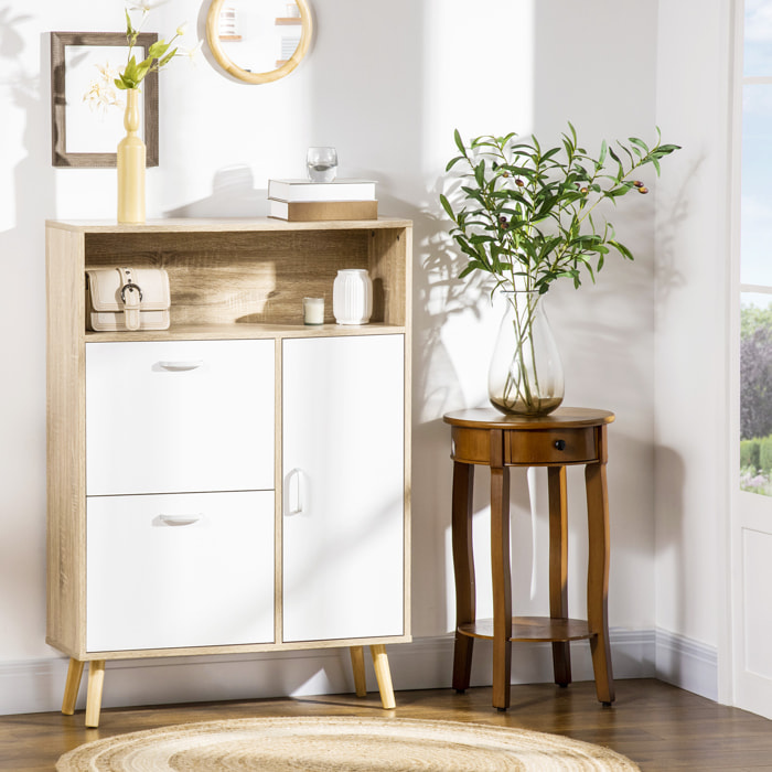 Mueble Zapatero para 8 Pares de Zapatos con 2 Cajones Abatibles 80x25,5x112,5 cm