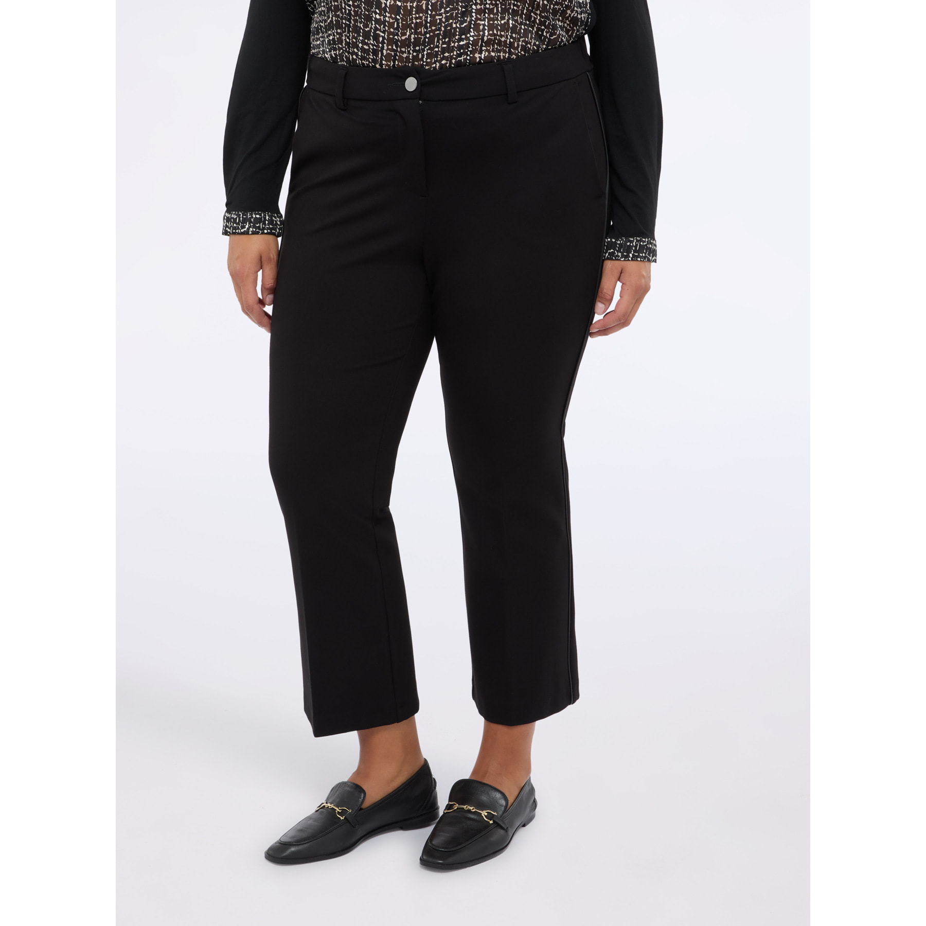 Fiorella Rubino - Pantalones Kick Flare en Punto Milano - Negro