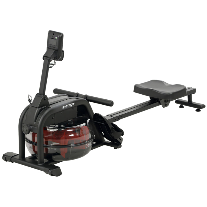 Rameur à eau résistance ajustable réservoir 6-11L écran LCD multifonction rangement vertical acier noir