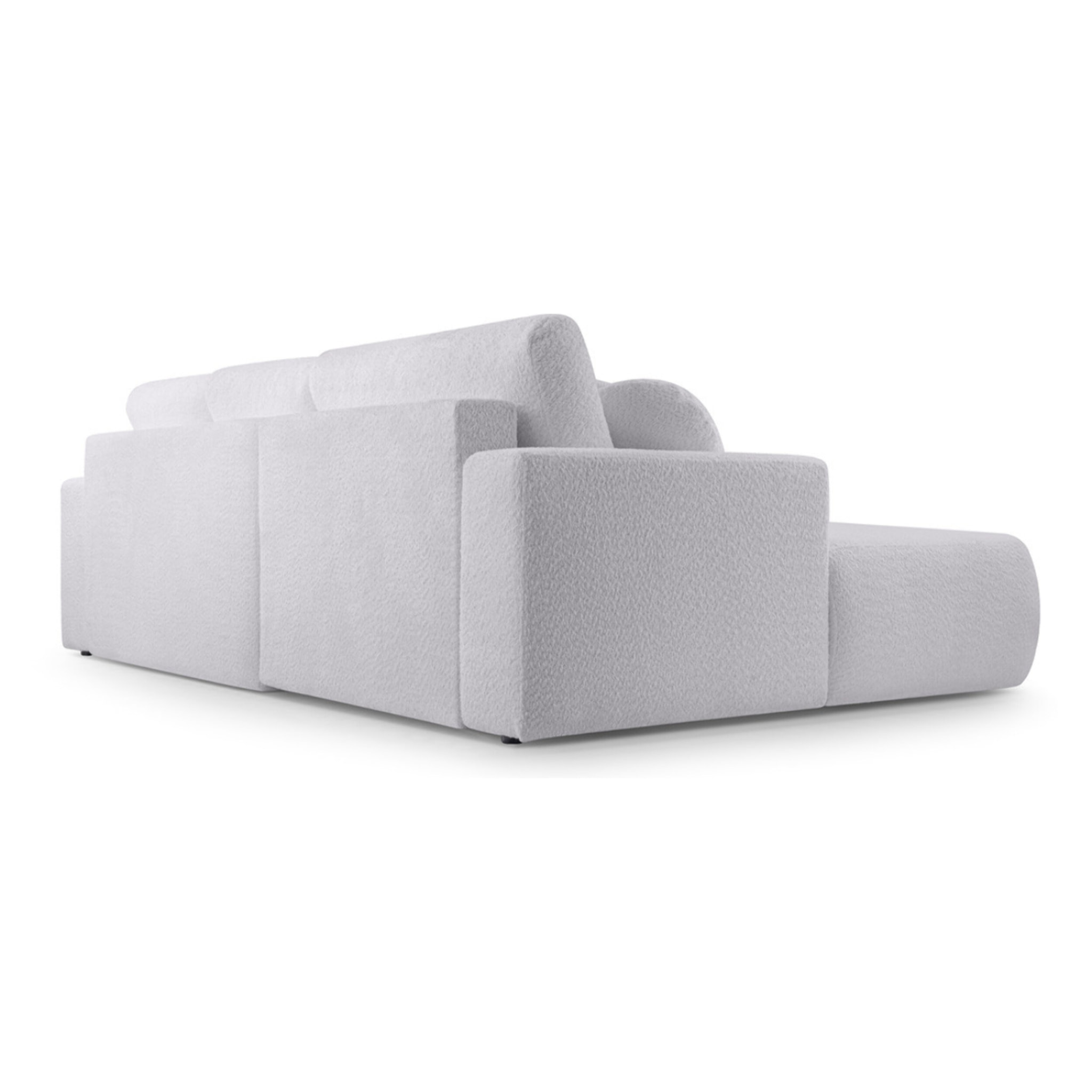 Candela - canapé d'angle gauche 4 places - convertible avec coffre - en tissu bouclette - Gris clair